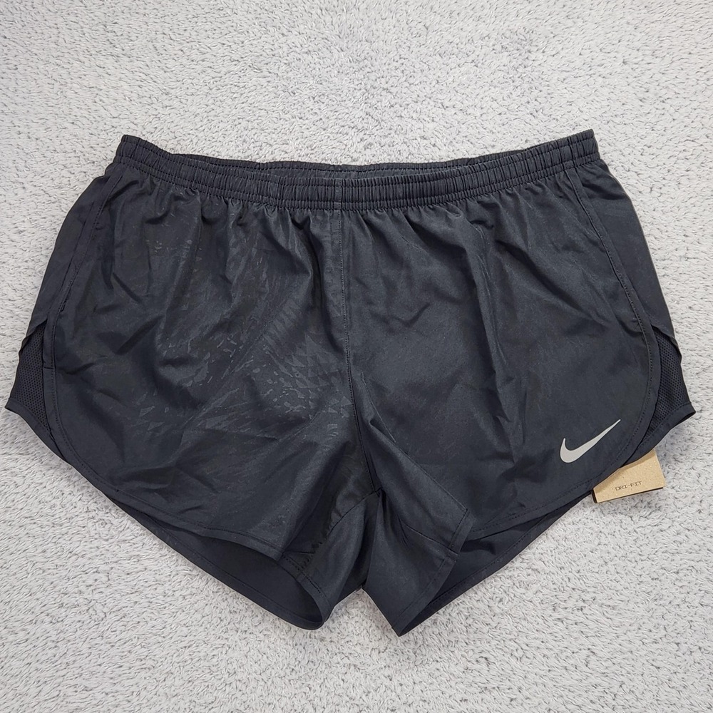 Nike Dri-FIT Running Shorts Womens Large Black Reflective 3 Inseam NEW
